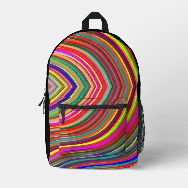 Modern Multicolor Stripes Blue Red Green Backpack (Front)