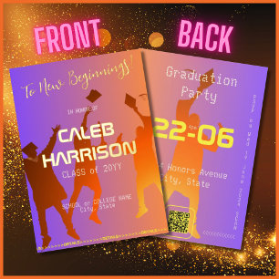 Modern Multicolor Techno Graduation Party Gold