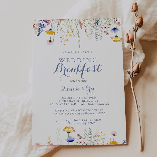 Modern Multicolor Wildflower Wedding Breakfast Invitation (Creator Uploaded)
