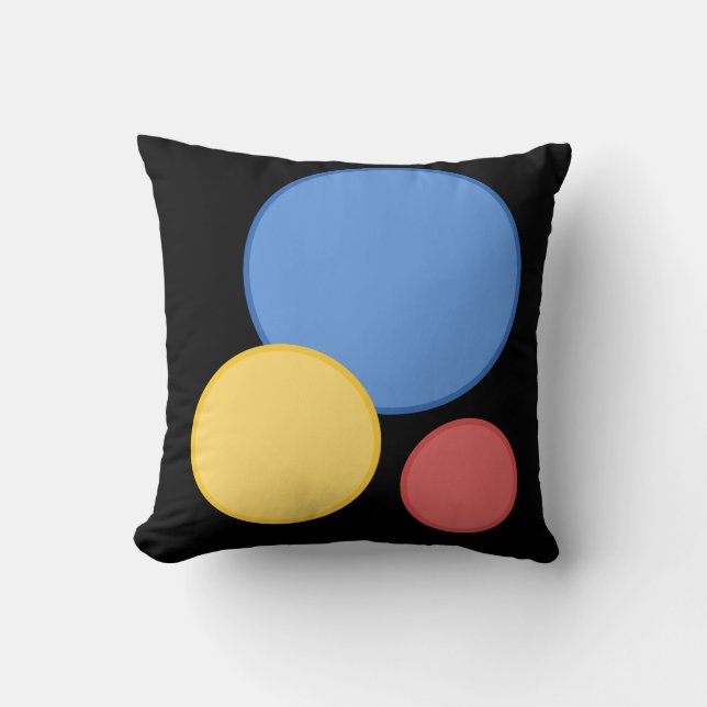 Modern Multicolored Circles on Black Cushion (Front)