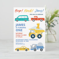 Modern Multicolored Transport 1st Birthday