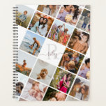 Modern Multiple Photo Bride Collage Monogram White Planner<br><div class="desc">Modern photo gride collate photo planner featuring a 15 photo template to add your favourite photo memories. Add your name along with your monogram placed inside the centre of the white box. The design is repeated on the back as well. Designed by Moodthology Papery.</div>