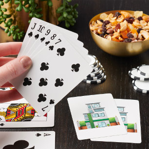 Modern Multistorey House Contemporary Home Playing Cards
