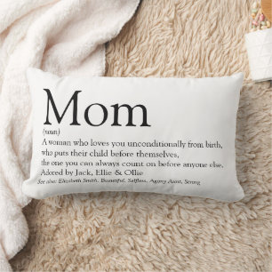 Modern Mum Black and White Definition Quote Lumbar Cushion