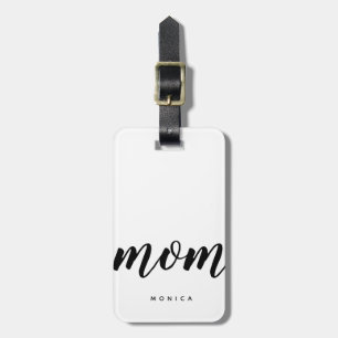 Modern Mum Black and White Minimalist Luggage Tag