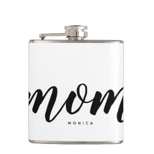 Modern Mum Black and White Personalised Hip Flask