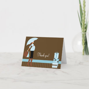 Modern Mum Blue / Brown Folded Thank you notes