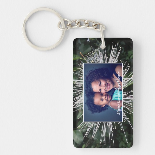 Modern Mum Family Love Photo Personalise Key Ring (Front)