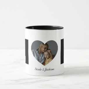 Modern Mum Heart Photo Name Mother's Day Mug