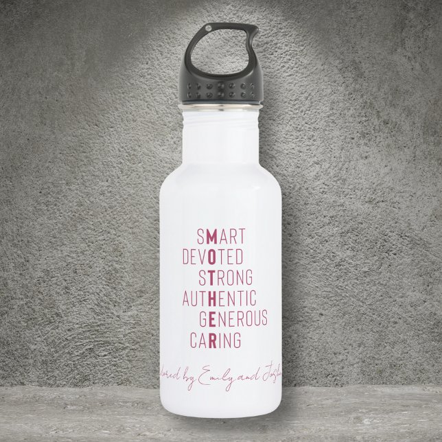 Modern Mum Mother Crossword kids names handwritten 532 Ml Water Bottle (Creator Uploaded)