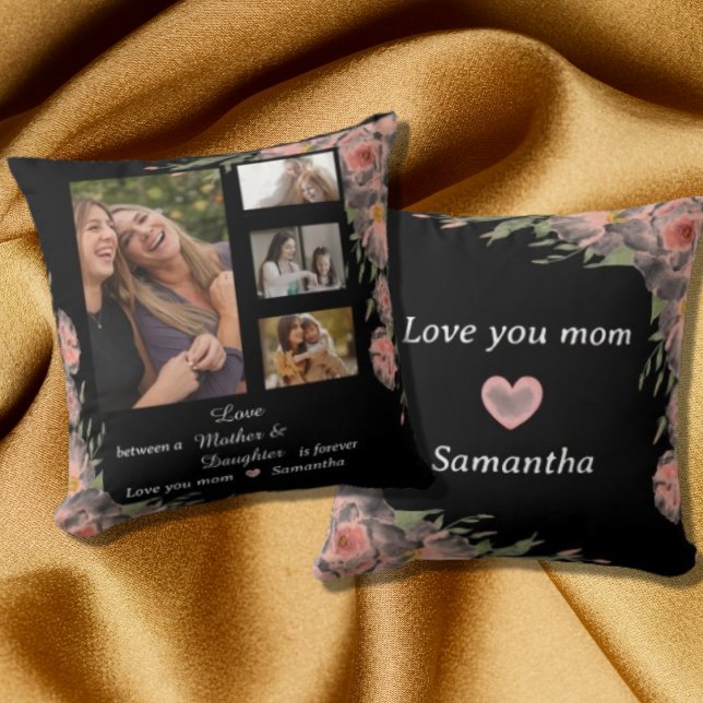 Modern Mum Mother Daughter Quotes 4 Photo Collage  Cushion (Creator Uploaded)