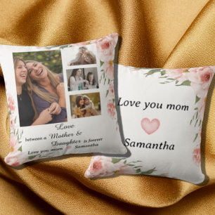 Modern Mum Mother Daughter Quotes 4 Photo Collage  Cushion