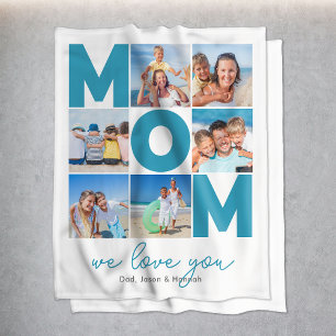 Modern Mum Personlized 6 Photo Collage Fleece Blanket
