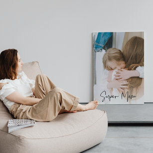 Modern Mum Photo & Super Mum Text   Gift For Mum Canvas Print