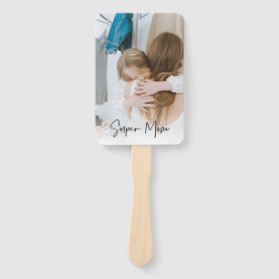 Modern Mum Photo & Super Mum Text Gift For Mum Hand Fan