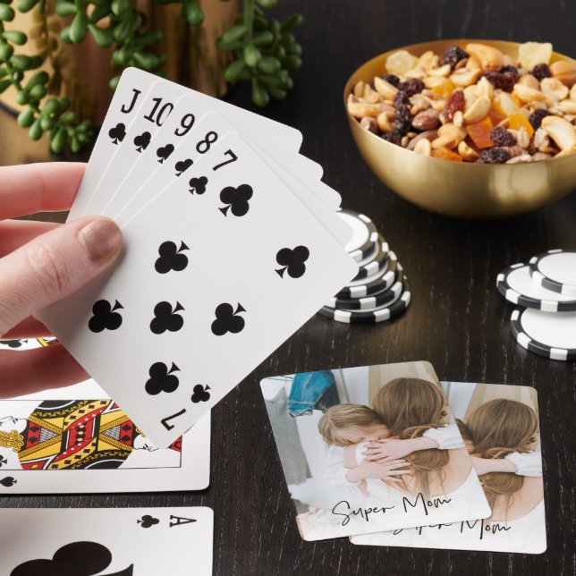 Modern Mum Photo & Super Mum Text | Gift For Mum Playing Cards (In Situ)