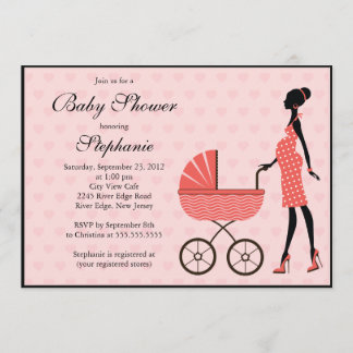 Modern Mum to Be Girl Carriage Baby Shower Invitation
