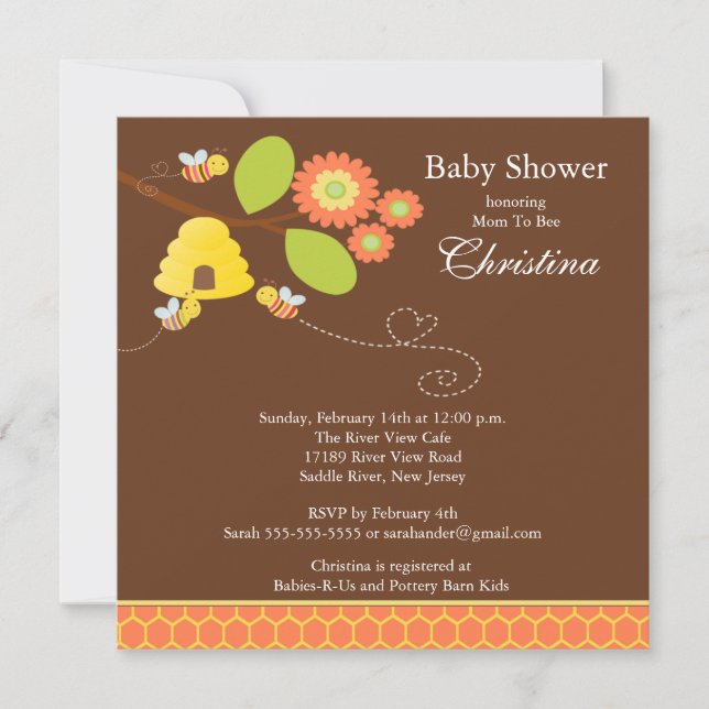 Modern Mum to Bee Baby Shower Invitation (Front)