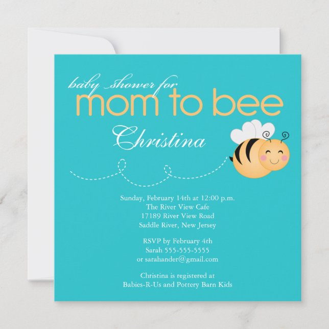Modern Mum to Bee Baby Shower Invitation (Front)