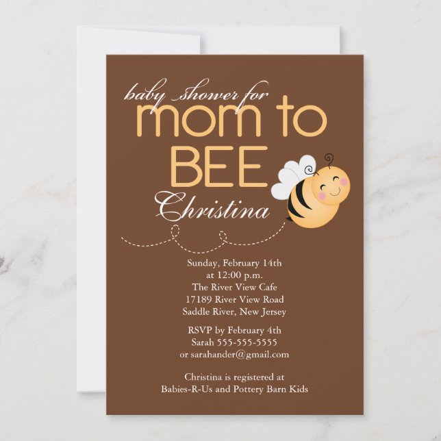 Modern Mum to Bee Baby Shower Invitation (Front)
