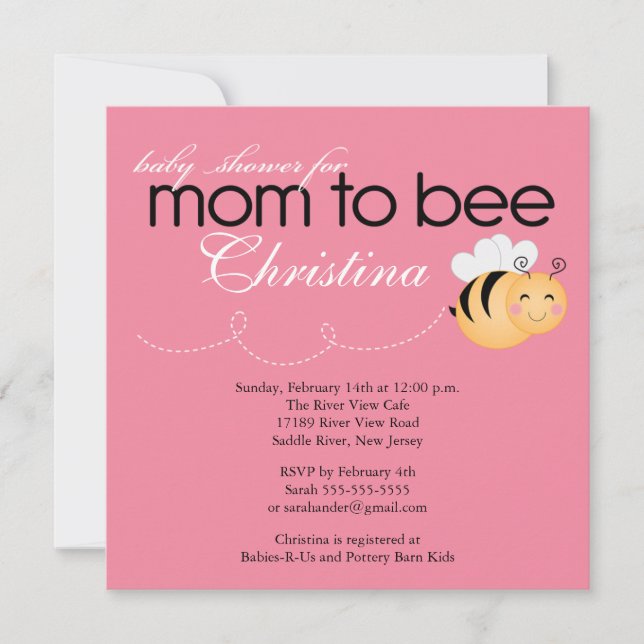 Modern Mum to Bee Baby Shower Invitation (Front)