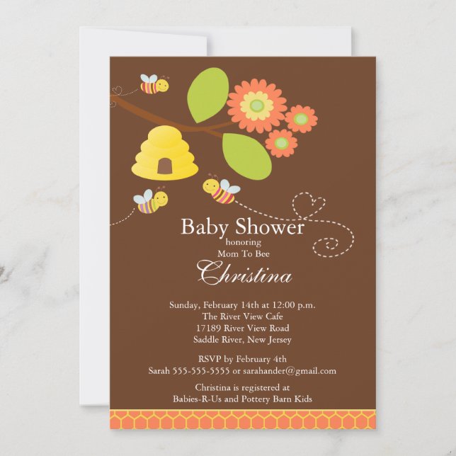 Modern Mum to Bee Baby Shower Invitation (Front)