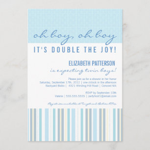 Modern Mum Twin Boy Baby Shower Invitation