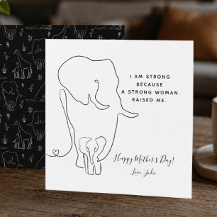 Modern Mummy Elephant Line Art Mother's Day Card