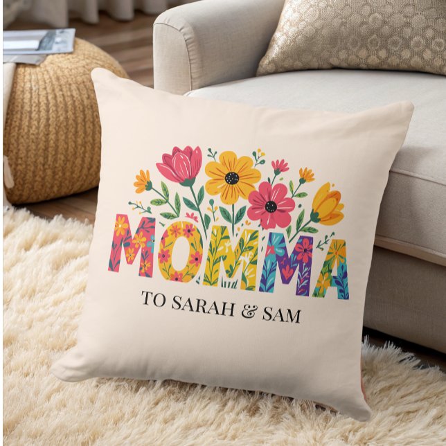 Modern Mummy Kids Names Mother's Day  Cushion (Creator Uploaded)
