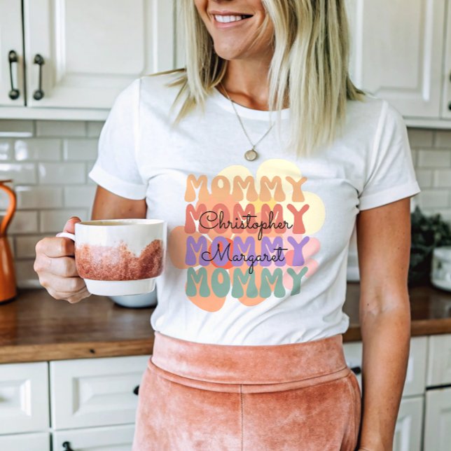 Modern Mummy Kids Names Mother's Day Gift  T-Shirt (Creator Uploaded)