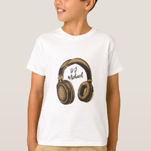 Modern Music DJ Headphones Personalised Name white T-Shirt