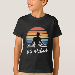 Modern Music DJ Mixer Retro Personalised Name T-Shirt