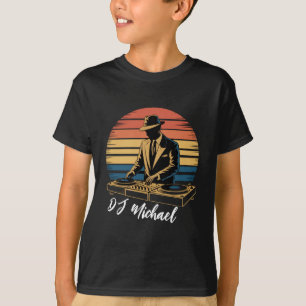 Modern Music DJ Mixer Retro Personalised Name T-Shirt