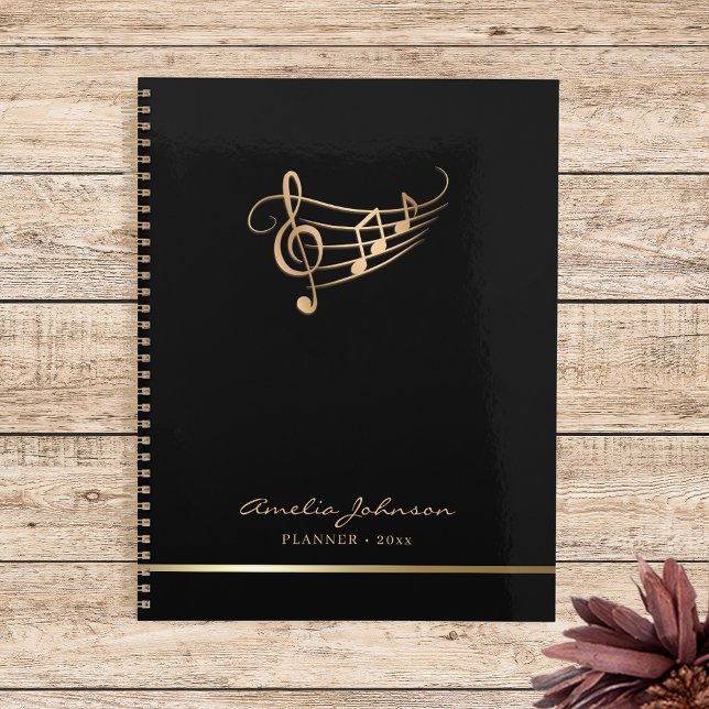 Modern Music Notes Gold Elegant Customisable Planner (Creator Uploaded)