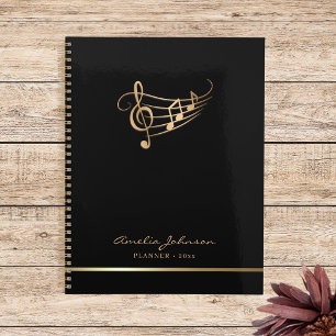 Modern Music Notes Gold Elegant Customizable Planner