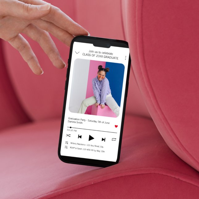 Modern Music Player Photo Graduation Invitation (Modern Music Player Photo Graduation Invitation)