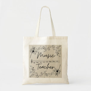 Modern music teacher tote bag