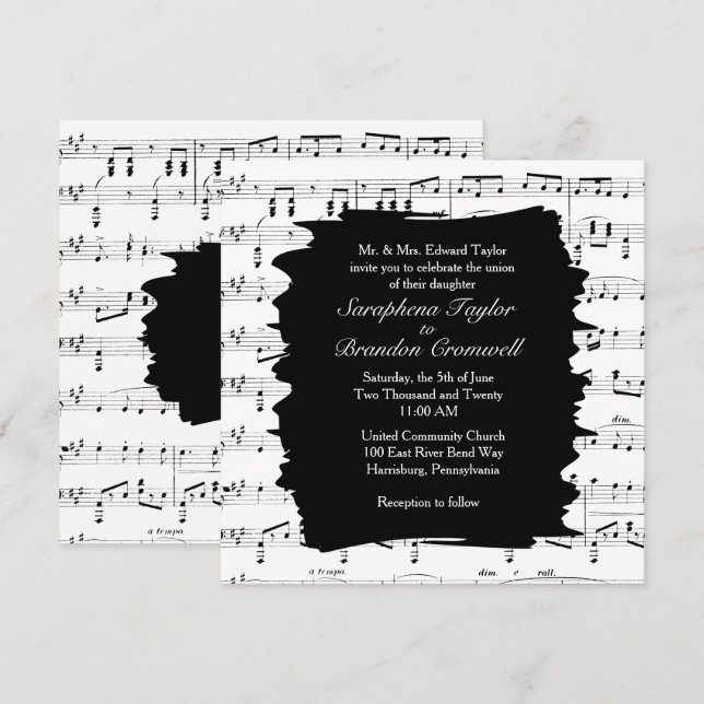 Modern Music Wedding Invitation (Front/Back)