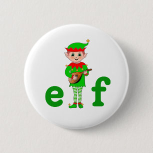 Modern Musical Elf on White 6 Cm Round Badge