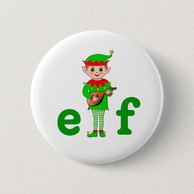 Modern Musical Elf on White 6 Cm Round Badge (Front)