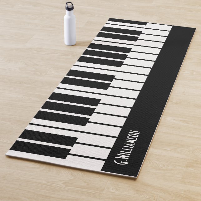 Modern Musical Piano Keys | Add Your Name Yoga Mat (In Situ)