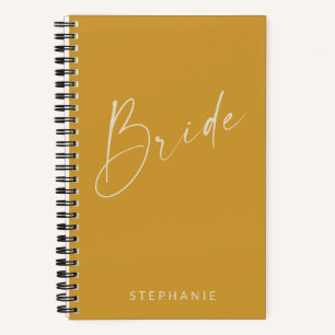 Modern Mustard Bride Personalised Wedding Planner Notebook
