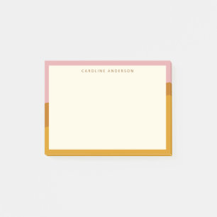 Modern Mustard Pink Border Personalised Name  Post-it Notes