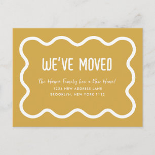 Modern Mustard Wavy Border We've Moved Moving Announcement Postcard