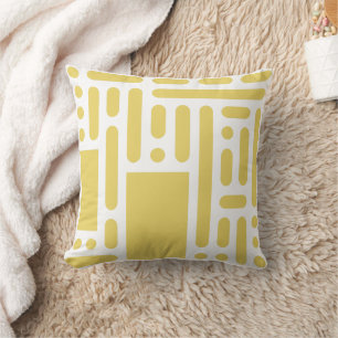 Modern Mustard Yellow Abstract Geometric Throw Pil Cushion