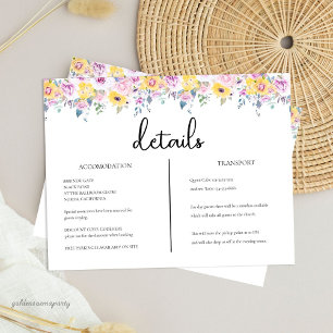 Modern Mustard Yellow and Lavender Floral Details Enclosure Card