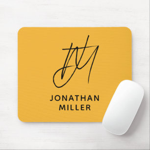 Modern Mustard Yellow Monogram Mouse Pad