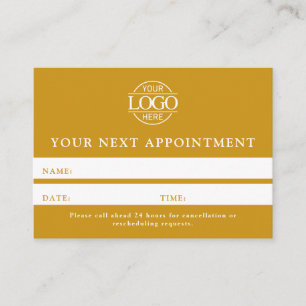 Modern Mustard Yellow Professional Simple Reminder Appointment Card