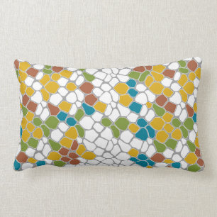 Modern, mustard yellow, teal, green, white throw p lumbar cushion