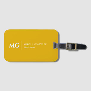 Modern Mustard Yellow Trendy Stylish Monogram Luggage Tag